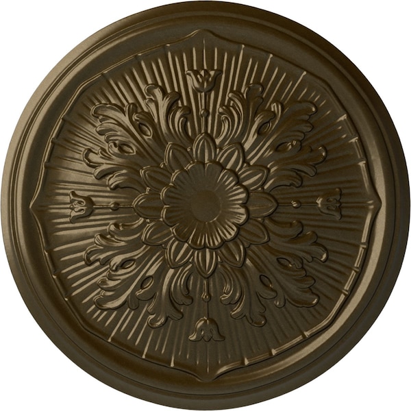 Ekena Millwork Luton Ceiling Medallion (Fits Canopies up to 1 1/8"), Hand-Painted Brass, 15 3/4"OD x 5/8"P CM16LUBRS - main